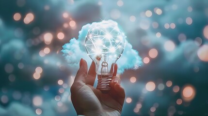 Wall Mural - A portable lightbulb with cloud computing to enable a worldwide internet connection