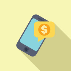 Poster - Smartphone showing dollar sign in speech bubble representing online banking and mobile payment concept