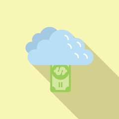 Poster - Cloud is floating and storing money representing cloud computing and online transactions