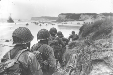 Wall Mural - Efficient D-Day Deployment: Allied Forces Streamline Soldier Landings in Normandy