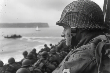 Wall Mural - Efficient D-Day Deployment: Allied Troops Streamline Normandy Landings