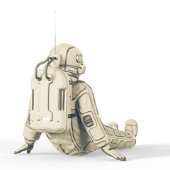 Wall Mural - astronaut is resting on the flor on rear view