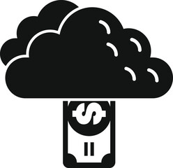 Poster - Cloud is dropping a dollar bill representing online banking and data storage