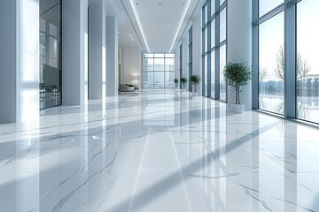 Wall Mural - A large, empty room with white walls and floors