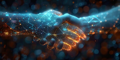 Poster - A hand shaking another hand in a digital image