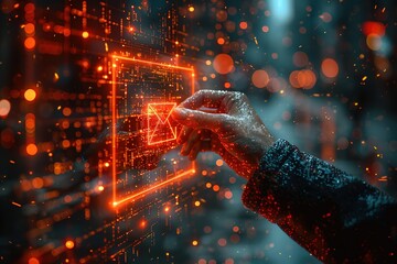 Poster - A hand is pointing to an envelope on a computer screen
