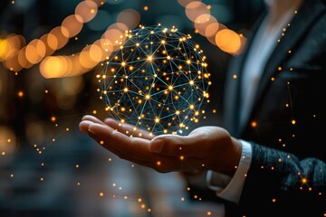 Poster - A person is holding a glowing sphere in their hand