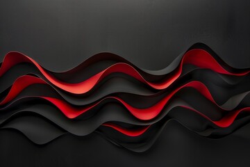 Poster - A dramatic composition featuring a dark matte black background with wavy red accents creating a striking aesthetic