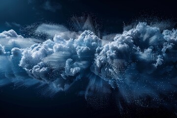 Poster - a stylized photograph showcasing the encryption process of cloud data streams. bold lighting and con