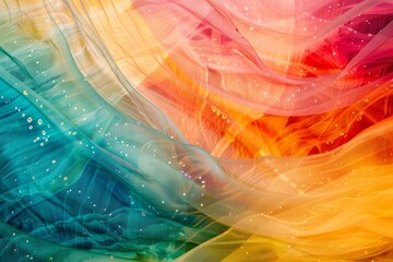 Poster - Vibrant, colorful abstract rainbow wave background with intricate patterns. Perfect for design and branding projects