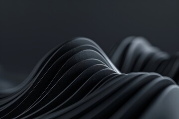 Poster - A close-up photo of a smooth D-wave design on a sleek dark abstract background. The design features subtle light reflections, creating a modern aesthetic
