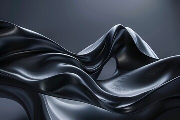 Poster - A sleek, modern image featuring a smooth, dark abstract background with a flowing black fabric forming a D wave design