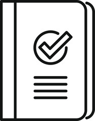 Poster - book with checkmark icon, outline style, isolated on white background