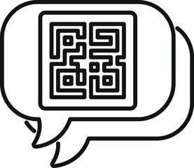 Sticker - Speech bubble containing a qr code, symbolizing the integration of digital technology into modern communication