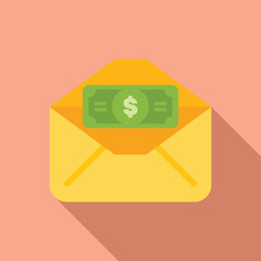 Poster - Open yellow envelope containing money with dollar sign, concept for sending or receiving payments, bonuses, bills, invoices, taxes, donations