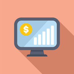 Poster - computer monitor is displaying a rising bar graph indicating financial growth and a dollar coin