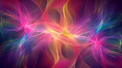 A colorful, abstract image of two purple and yellow flames