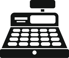Poster - black and white silhouette of an electronic cash register, ready to process transactions
