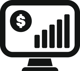 Poster - simple icon representing a computer screen displaying a financial chart growing up with a dollar sig