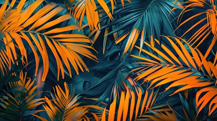 Wall Mural - Vibrant Tropical Abstract Background with Exotic Patterns