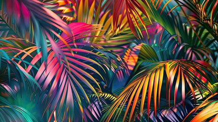 Wall Mural - Tropical Abstract Background with Exotic Patterns in Vibrant Colors