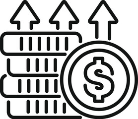 Poster - Concept of financial growth represented by dollar coin increasing over stack of coins