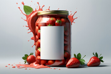 Wall Mural - canned food, sweet ripe strawberries canned in jars