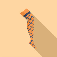 Poster - woman leg wearing fishnet tights icon in flat style on a light background