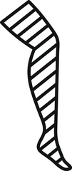 Sticker - Woman leg wearing striped stockings icon, thin line style