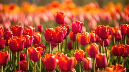 Sticker - Meadow full of tulips in red and orange