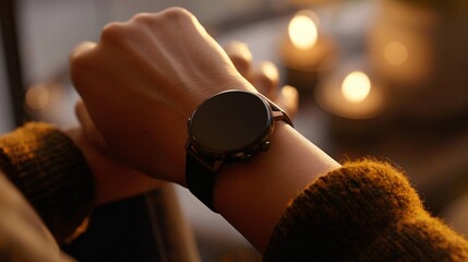 Close up shot of person using a sleek smartwatch to organize their daily tasks