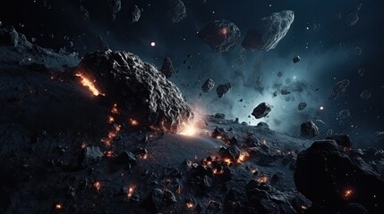 Wall Mural - meteorites and asteroids, sifi background