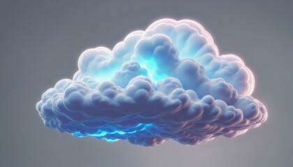 Wall Mural - neon-lit three-dimensional cloud in a surreal, futuristic setting