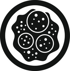 Poster - Simple black and white icon of a dish with cookies and chocolate, great for projects related to food