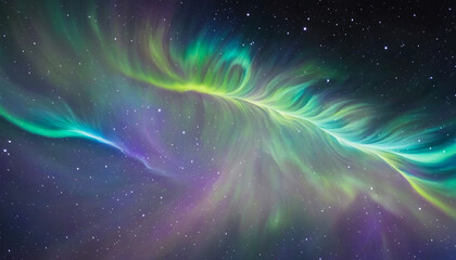 Wall Mural - Aurora-inspired graphic design featuring vibrant light energies and colourful flower petals in an ethereal universe