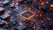 © Anat art - A close-up shot of a modern microprocessor on a motherboard, with intricate digital data streams and glowing light effects, showcasing the processing power of AI. Generative AI