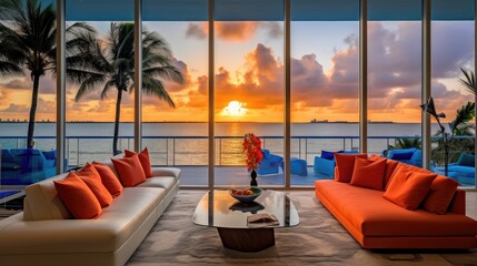 Wall Mural - lounge chairs at sunset