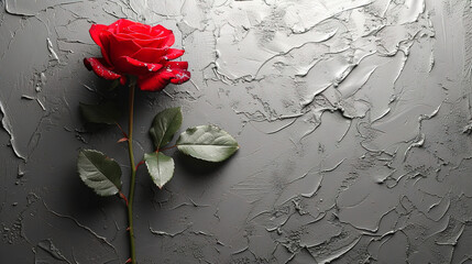 A dry red rose on black and white copy space background
