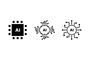 Fototapete - AI processor chip. Artificial intelligence. AI symbol or sign for graphic design, logo, web site, social media. vector icon set