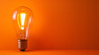 © Gnublin - orange light bulb with exclamation mark on a orange background