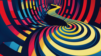 Wall Mural - Abstract labyrinth in Op art style, as an abstract representation of human life