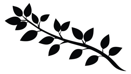 Wall Mural - Silhouette of a Branch with Leaves - Black Vector Illustration for Nature, Botanical, and Decorative Design Projects