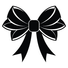 Wall Mural - Elegant Black Ribbon Bow Vector Illustration - Perfect for Gifts, Decorations, Crafts, and Design Projects