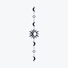 Wall Mural - illustration tattoo design with a sun and crescent moon pattern