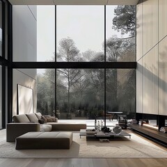 Wall Mural - Contemporary Living room with an open Layout. New design of modern living. Style. Lounge Area. Sofa. Sleek furniture.