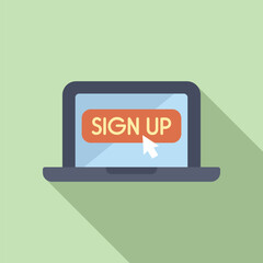 Poster - Mouse cursor is clicking a sign up button on a laptop screen