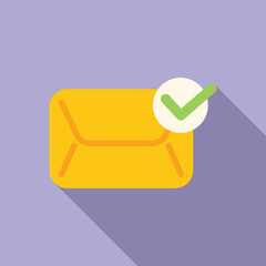 Poster - Yellow mail envelope with a green check mark icon is showing that the message has been received