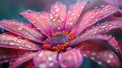 Wall Mural - Macro photograph of a flower with water droplets