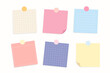 © Madua - Bundle of pastel cute colorful paper note. Blank sticky note for message. Piece of different colored memo note template for reminder, announcement, advertising, information. Flat vector illustration.