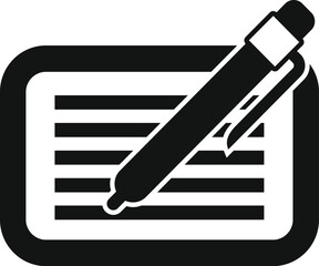 Poster - Black pen writing on paper pad icon in simple style isolated on white background